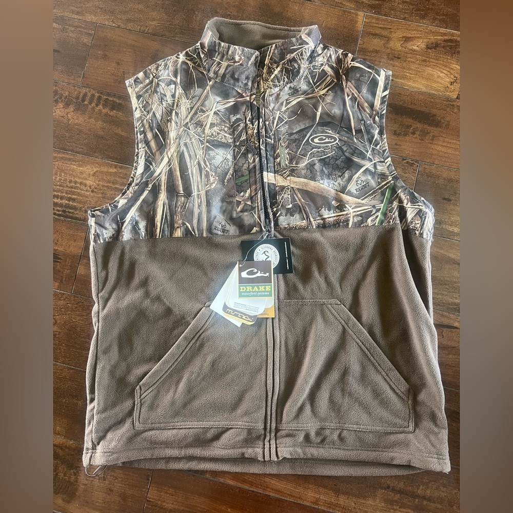 Drake Camo and Brown Fleece Vest
